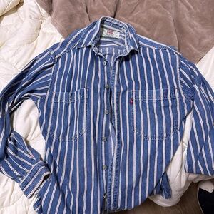Levi's Blue and White Striped Shirt